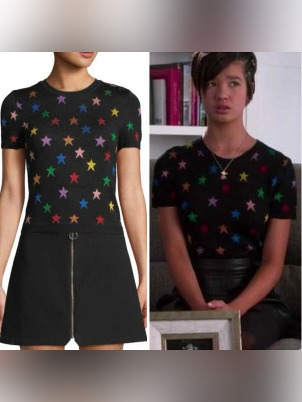 Alice + Olivia short sleeve star crewneck